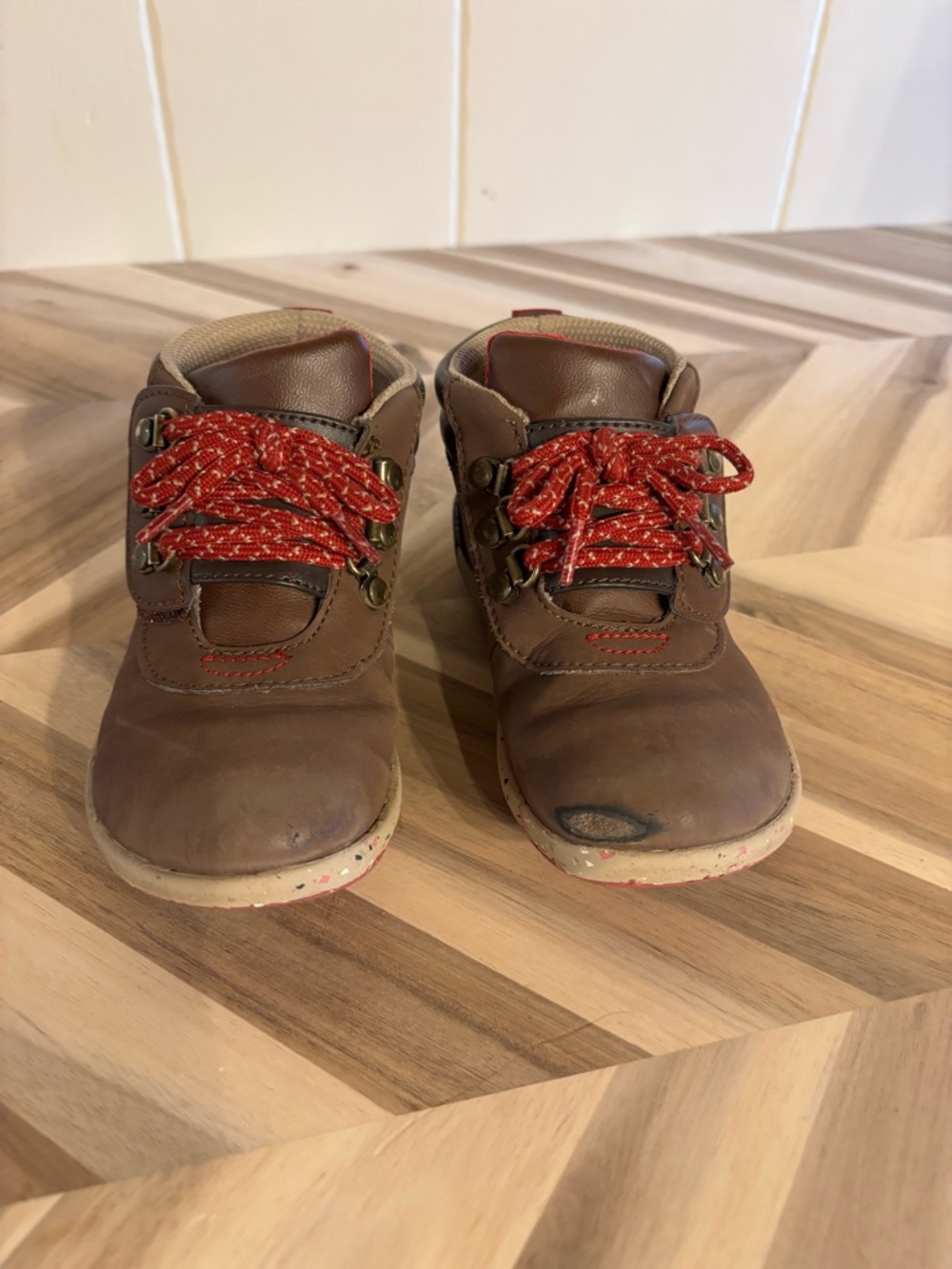 Merrell Kids Bare Steps Brown Kids Boots with Red Laces
